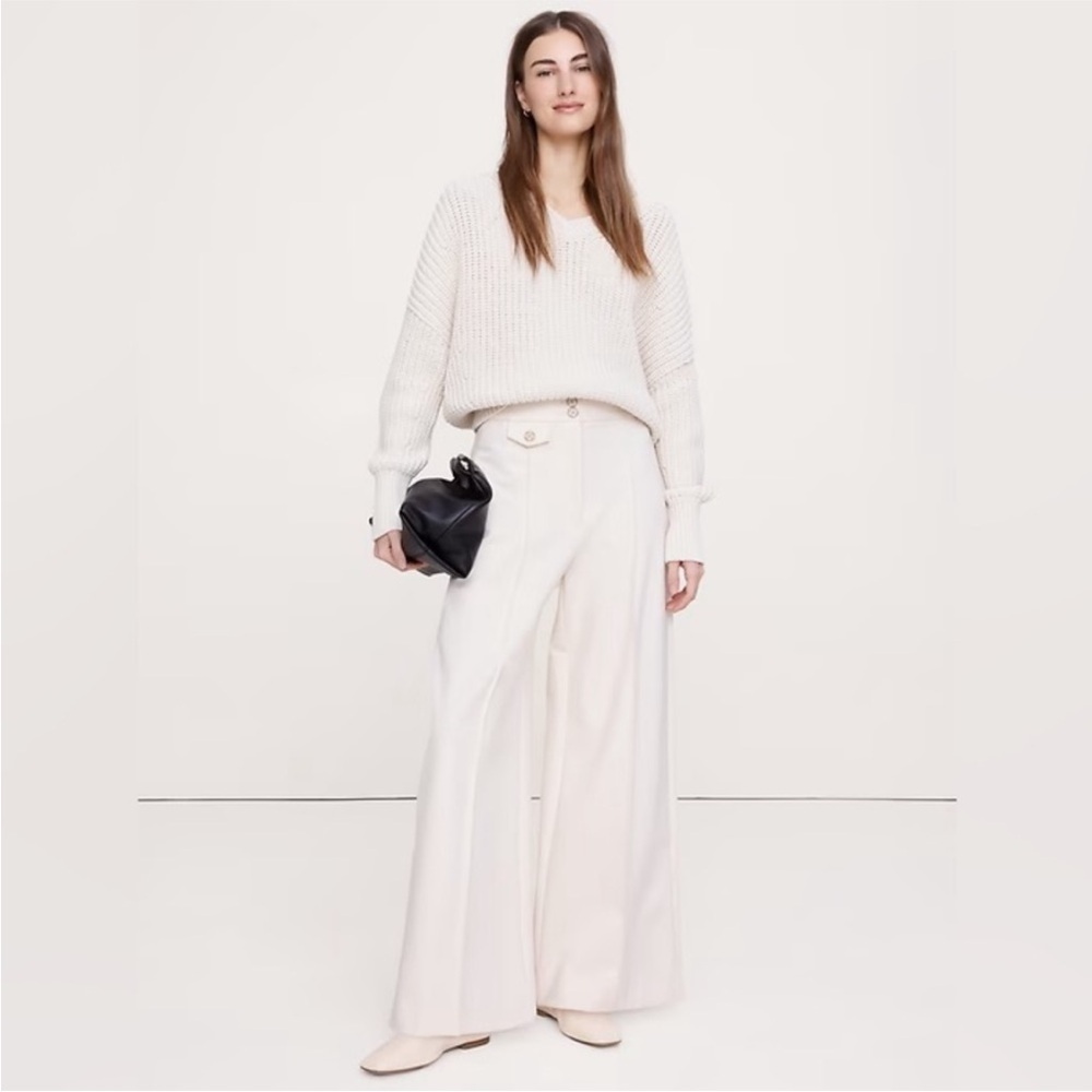 NWT! Banana Republic High-Rise Wide-Leg Drapey Ponte Pant #900975 🖤